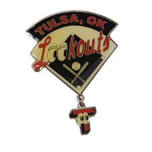 Vintage Baseball Team Trading Pin Tulsa Lookouts OK Oklahoma Dangling T Charm